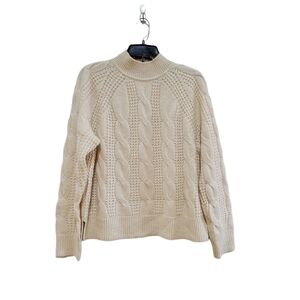 J. Crew Cream Cable Knit Turtleneck Sweater
